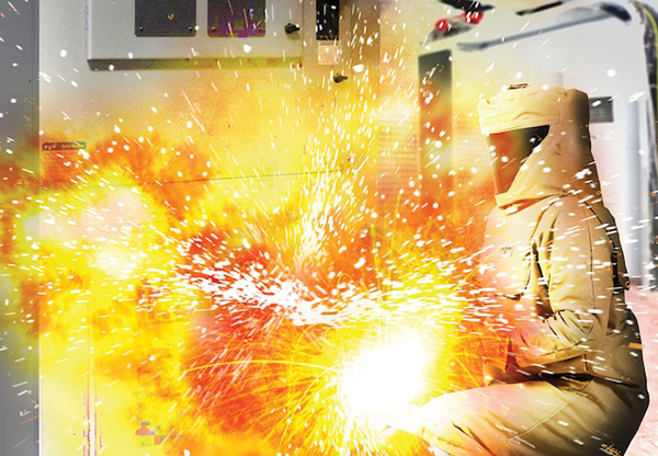 Illustration of an arc flash explosion