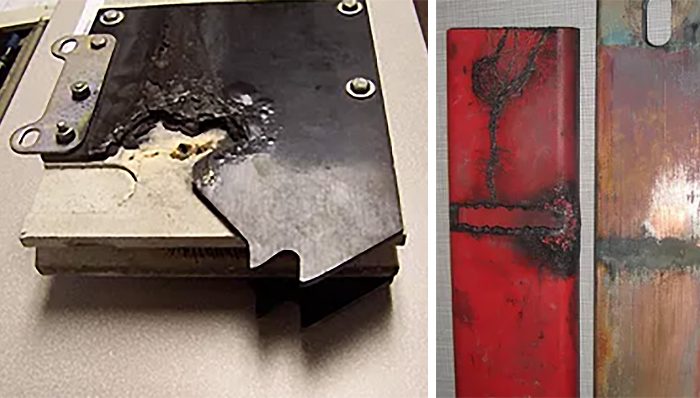 preventative maintenance of a primary switch burnt arc chute